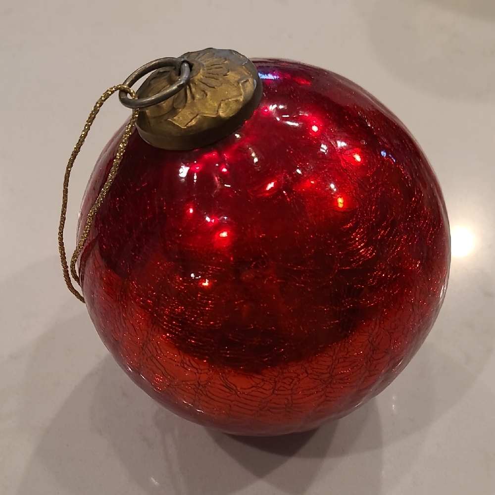 Large Red Glass Holiday Sphere Ornament